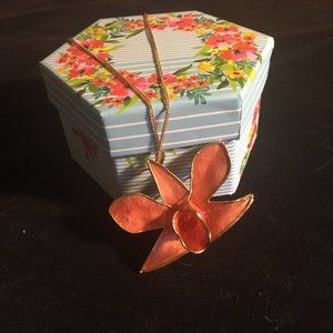 Real Orchid gold plated necklace/pendant